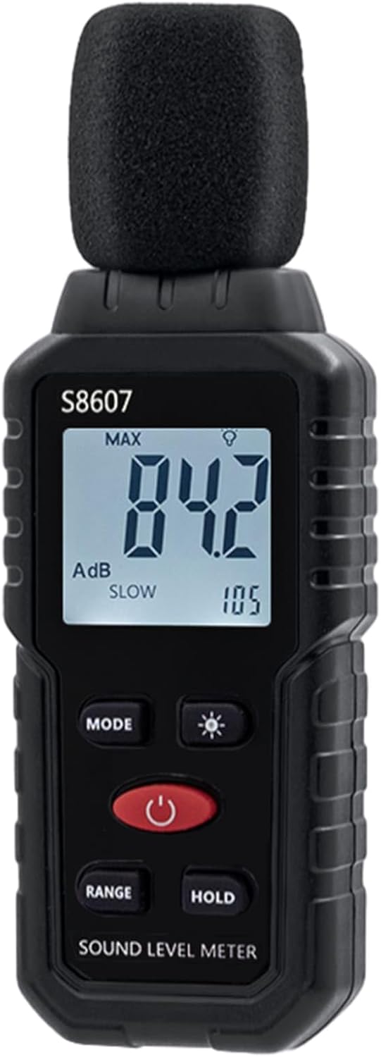 Mcbazel Digital Medidor de Decibelios, 30-130dB Medidor de Decibelios de Ruido con Pantalla LCD Digital Retroiluminada, Medidor de Sonido Portátil para Uso Industrial y Escolar