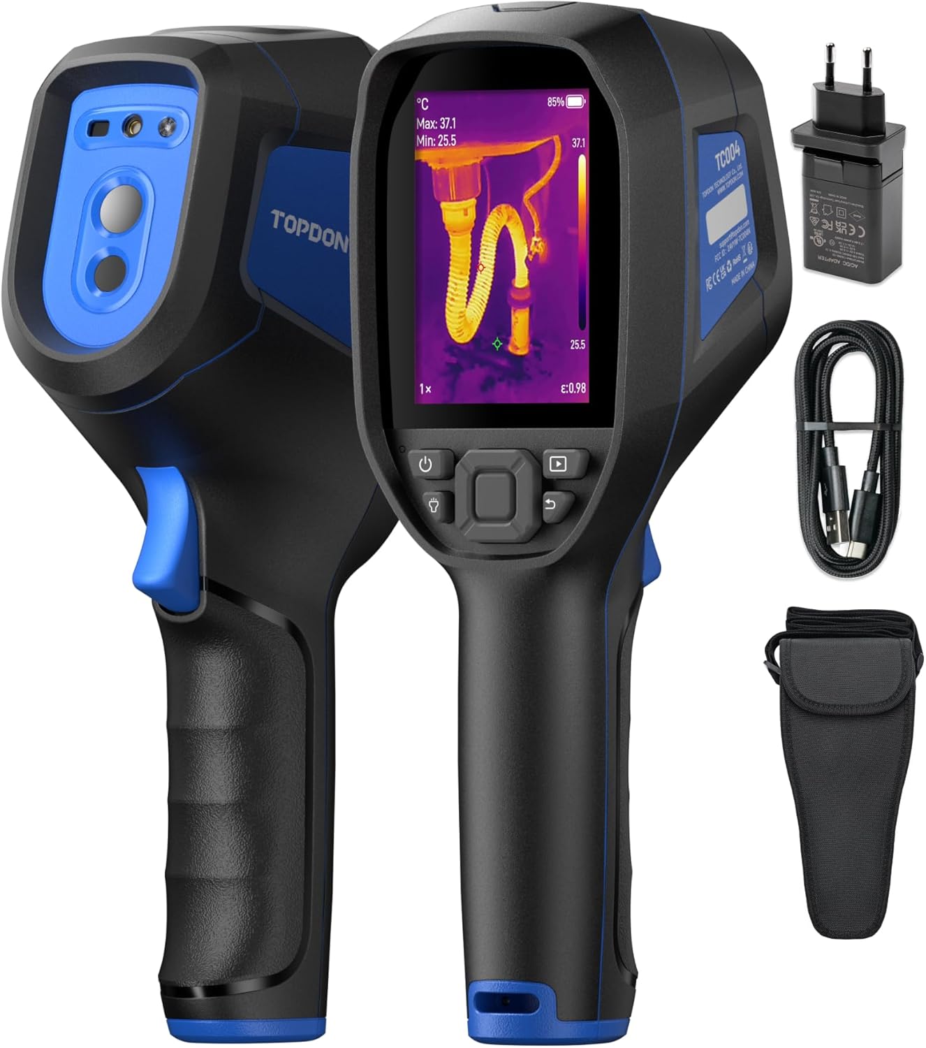 TOPDON Cámara Termografica TC004 con 512x384 Resolución TISR, 64GB Almacenamiento, 3,5″ Pantalla Camara Termica con Wifi, Grabación de Vídeo, Análisis de PC, para Inspección Eléctrica/Climatización