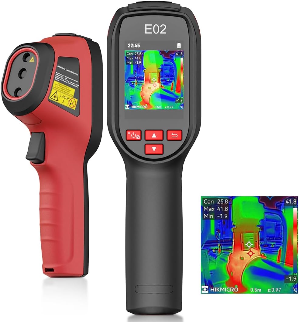 Camara Termica HIKMICRO E02 con Cámara Visual, 96x96 IR | Cámara dual, puntero láser, SuperIR 240x240, imagen por fusión, 8h de duración, 4GB, video