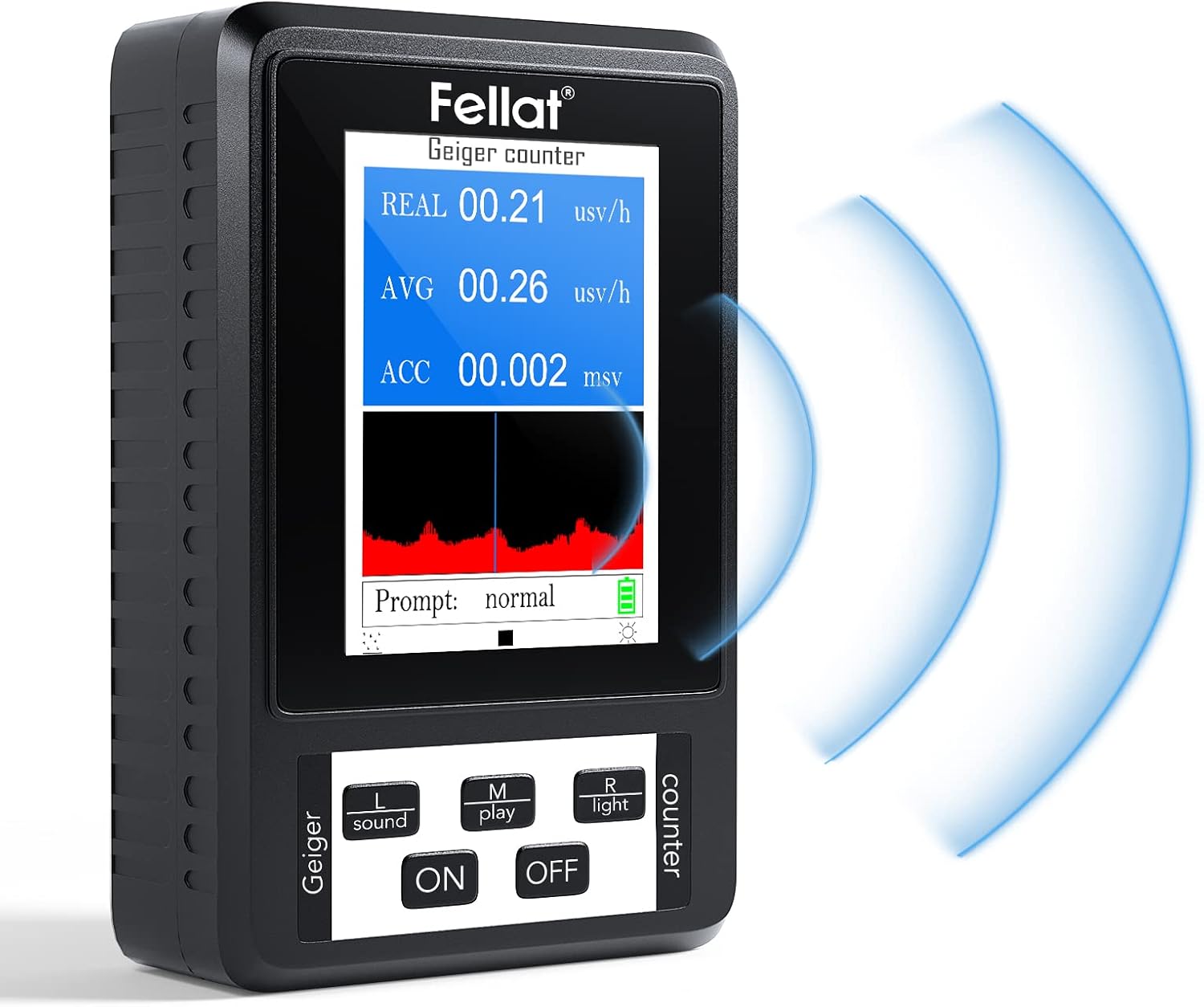 Detector de Radiación Nuclear Contador Geiger, Fellat Portátil Digital Dosimeter de Alta Sensibilidad Precisión Beta Gamma X-ray Monitor con Pantalla LCD Grande