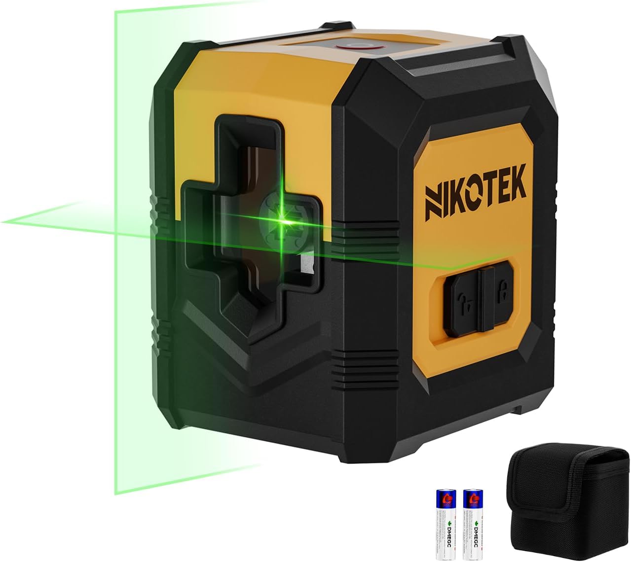 Nikotek Nivel Láser Autonivelante haz Verde Láser de Líneas Cruzadas Horizontales y Verticales para Decoración del Hogar Bolsa de Transporte, 2xBatería Incluida