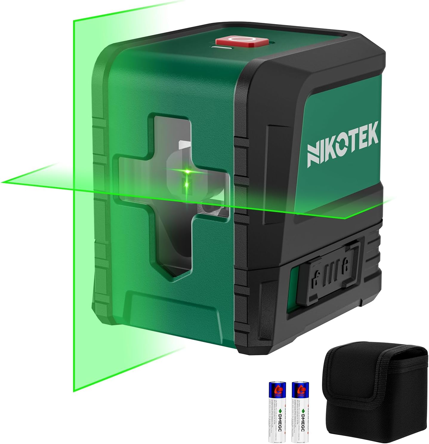 Nivel Láser Verde Nikotek,Autonivelante Láser de Líneas Cruzadas Horizontales y Verticales para Decoración del Hogar Bolsa de Transporte, 2xBatería Incluida IP54